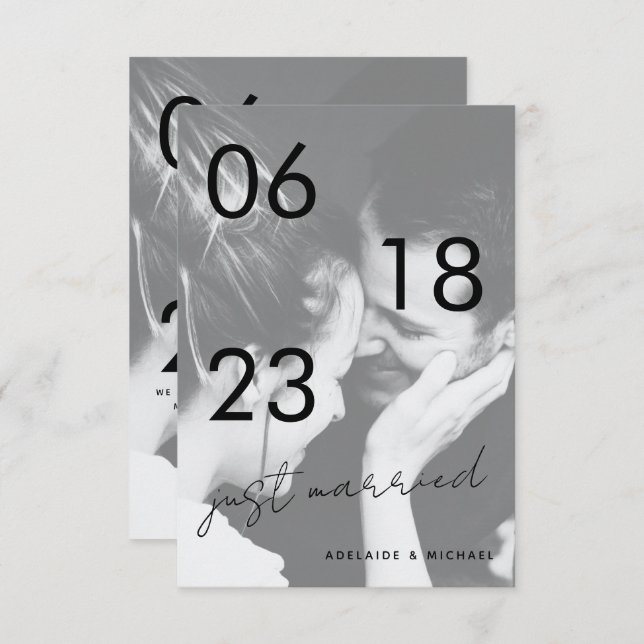 Ny gifta Romantic Elegant bröllop-fotokort Meddelande (Fram/baksida)