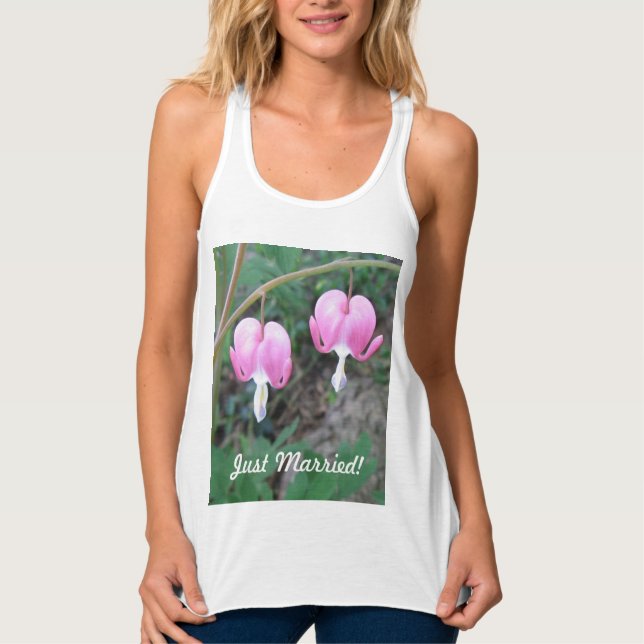 Ny gifta Rosa Bleeding Hearts Tanktop Linne Med Racerback (Framsida)