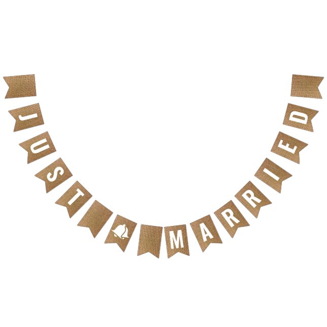 Ny gifta Rustic Burlap Neutralt Beige Boho Vimplar (Alla)