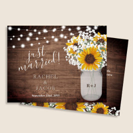 Ny gifta Rustic Solros Bröllop-meddelande