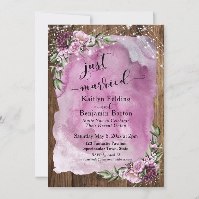 Ny gifta Rustic Watercolor Blommigt & Ljus Inbjudningar (Framsida)