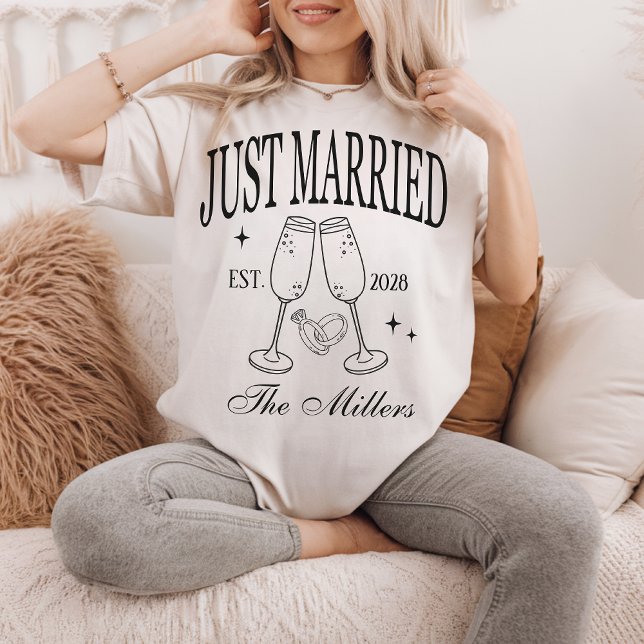 Ny gifta Shirt, Anpassningsbar Bride & Groom Shirt T Shirt (Just married shirt, honeymoon shirts, bride and groom shirts, newlywed shirts, matching couple shirt)