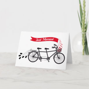 Ny gifta som gifta sig den tandema cykeln meddelande