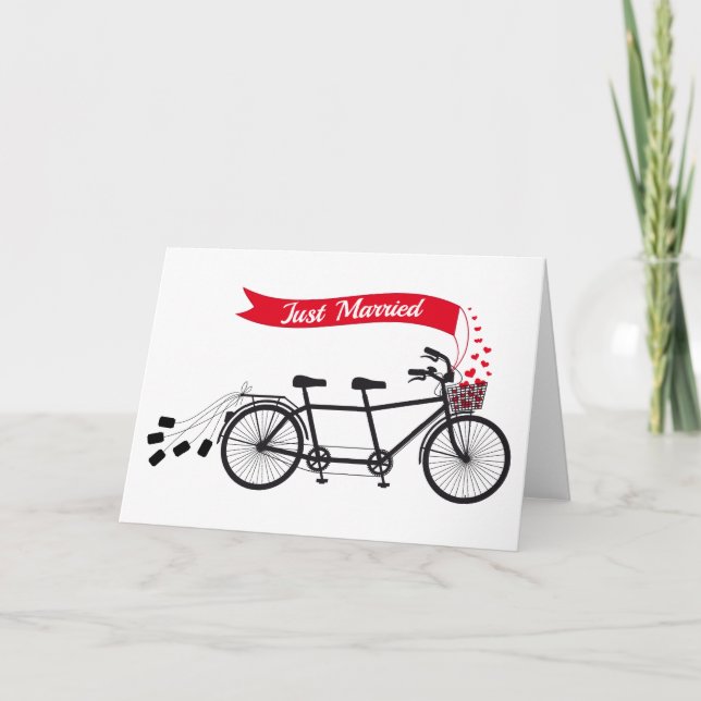 Ny gifta som gifta sig den tandema cykeln meddelande (Framsida)