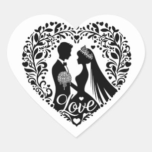 Ny gifta Sticker Hjärtformat Klistermärke