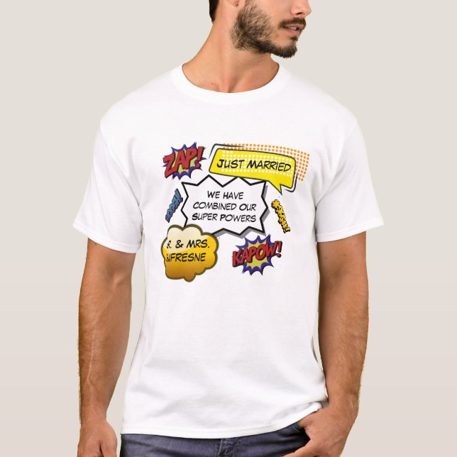 Ny gifta Superhjälte Parody T Shirt (Framsida)