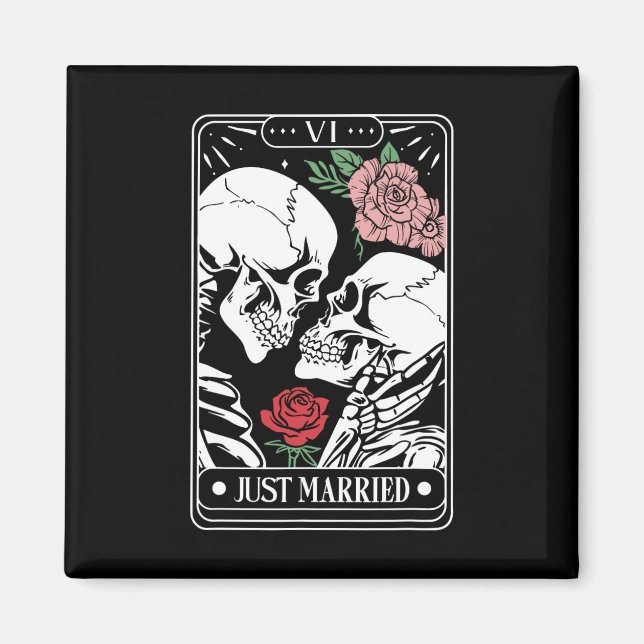Ny gifta Tarot Card Halloween Skeleton par Magnet (Framsidan)