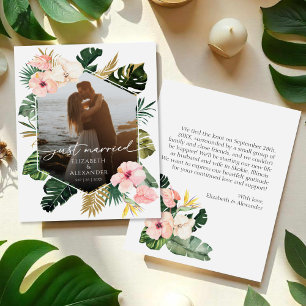 ny gifta Tropical Bröllop Photo Notice