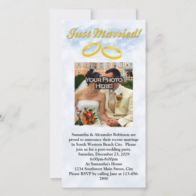 Ny gifta, två Guld-band/moln (Framsida)