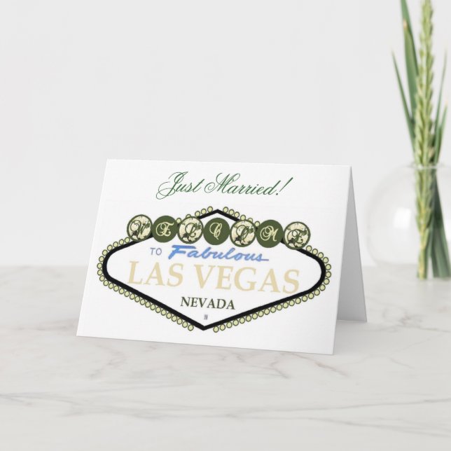 Ny gifta! Vit rosLas Vegas kort (Framsida)