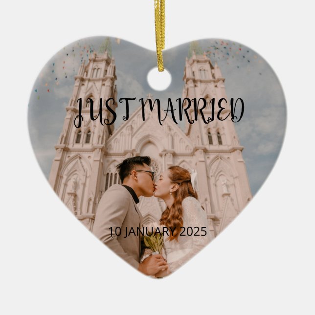 Ny gifta Wedding Favor Ornament Gift Photo (Framsidan)