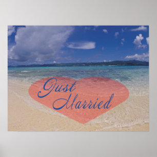 Ny giftahjärta på stranden poster
