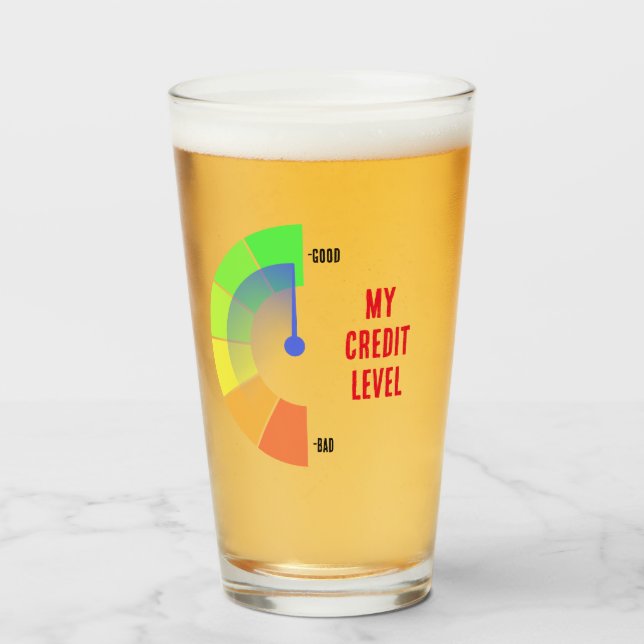 NY! Glas Kopp Min Kreditnivå - Storlek 16oz (Framsida fylld)