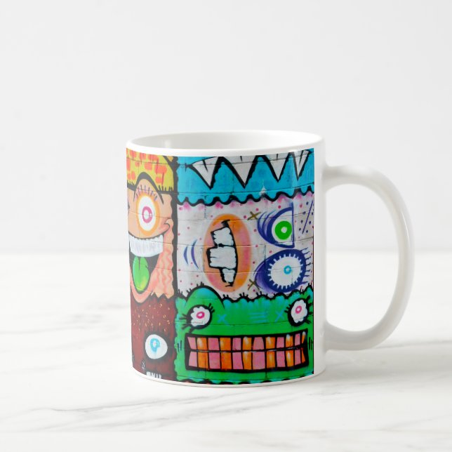 NY Graffiti Street Art - Cute Fånig Monsters Kaffemugg (Höger)