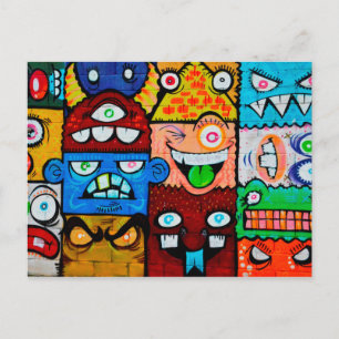 NY Graffiti Street Art - Cute Fånig Monsters Vykort