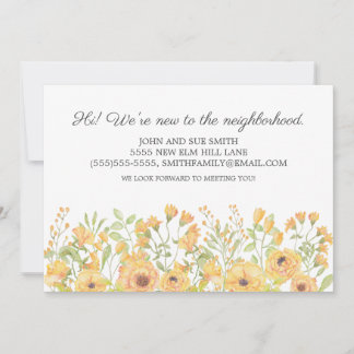 Ny granne introduktion Gul akvarell Blomma Meddelande