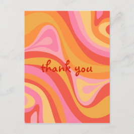 Ny Groove Retro Abstrakt Rosa Orange Tack Vykort
