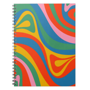 Ny Groove Retro Trippy Colorful Abstrakt Mönster Anteckningsbok