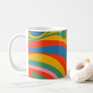 Ny Groove Retro Trippy Colorful Abstrakt Mönster Kaffemugg