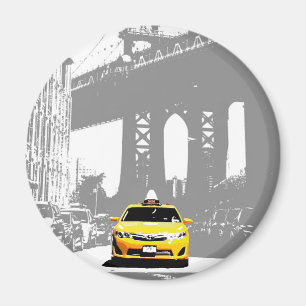 Ny Gult Taxi Nyc Brooklyn Bridge New York City Magnet