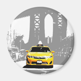 Ny Gult Taxi Nyc Pop Art Bild Brooklyn Bridge Magnet