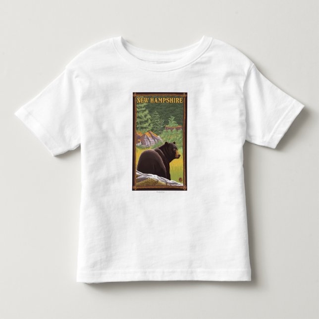Ny HampshireBlack björn i skog T Shirt (Framsida)
