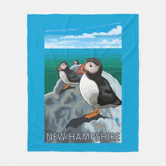 Ny HampshirePuffins plats Fleecefilt (Framsidan)
