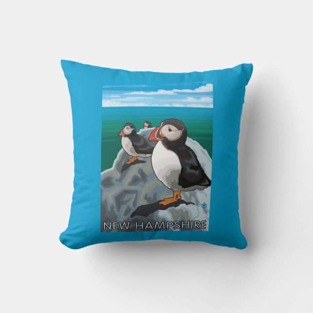 Ny HampshirePuffins plats Kudde (Framsida)