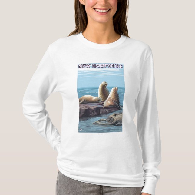 Ny HampshireSea lejonplats Tee Shirt (Framsida)