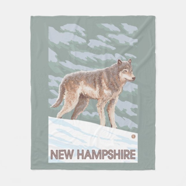 Ny HampshireWolf plats Fleecefilt (Framsidan)