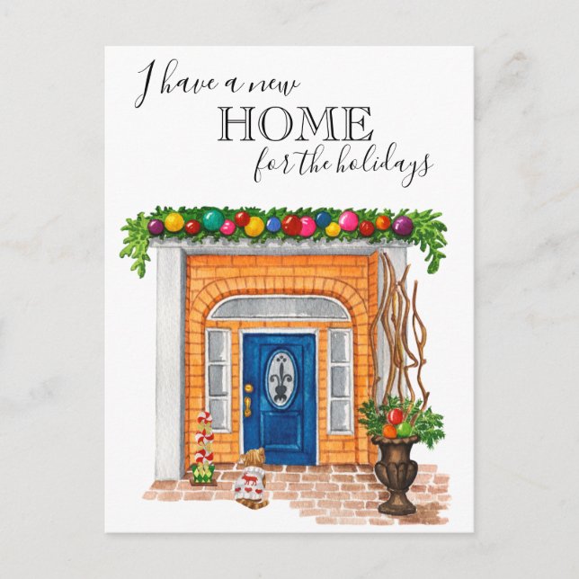 Ny Hem Dörr Jul Flytt Meddelande Vykort (Framsida)