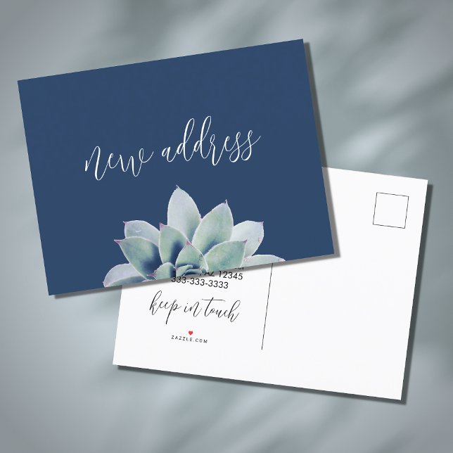 Ny hem Elegant Sukkulent Vi Har Flyttat Grönt Meddelande Vykort (Skapare uppladdad)