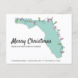 Ny Hem Florida Karta Julbelysning Rörlig Meddelande Vykort