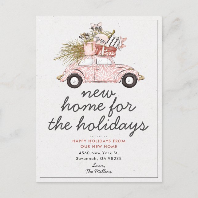 Ny hem för semestern - flyttmeddelande inbjudan vykort (Framsida)