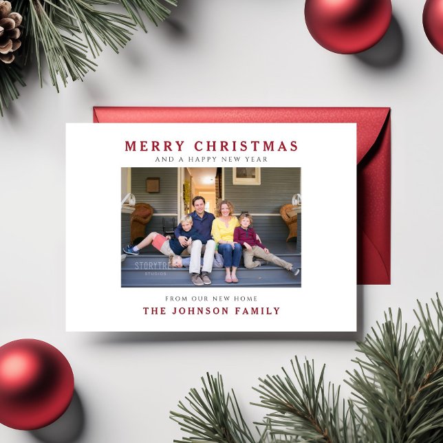 Ny Hem God Jul Foto Semestervykort Julkort (New Home Merry Christmas Photo Holiday Card)