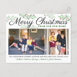Ny Hem Merry Christmas 2 Foto Högtid Förflyttning Meddelande Vykort