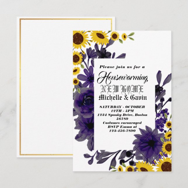 Ny hem modern höst husvärmning fest  in inbjudningar (Fram/baksida)