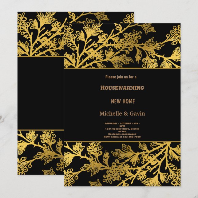 Ny hem modern höst inflyttningsfest  in inbjudningar (Fram/baksida)