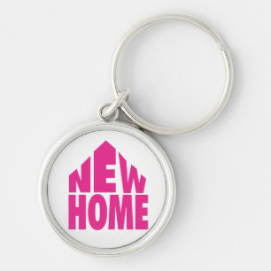 Ny hem- nyckelring/Keychain Rund Silverfärgad Nyckelring