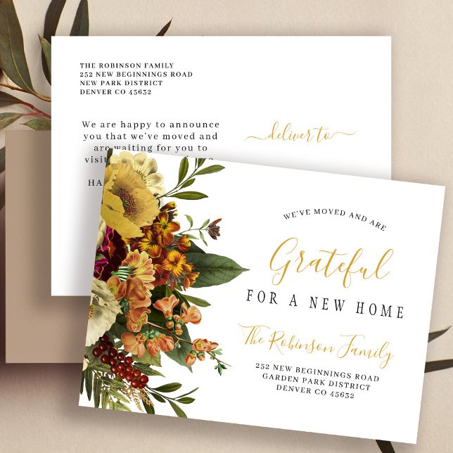 Ny hem Thanksgiving-semester flytten Anmälan  Meddelande Vykort (Skapare uppladdad)