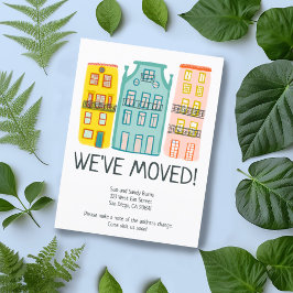 Ny hemadress Flyttningsmeddelande Söta hus Vykort