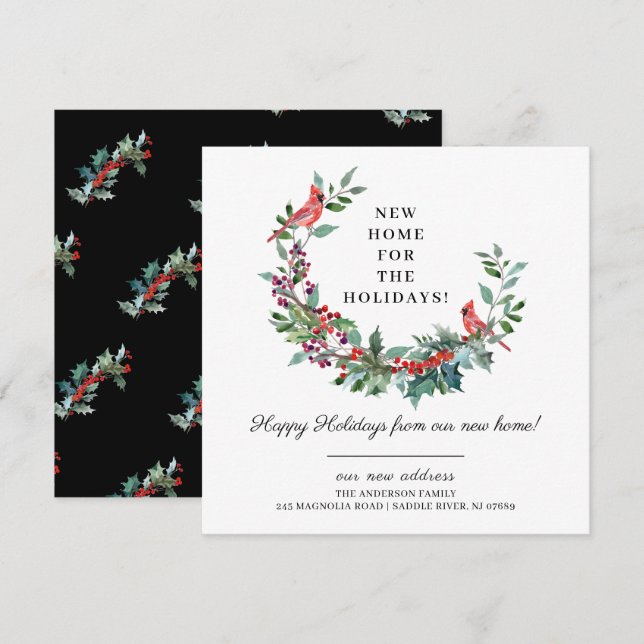 Ny hemadress för helgdagar Flyttmeddelande Inbjudningar (Fram/baksida)