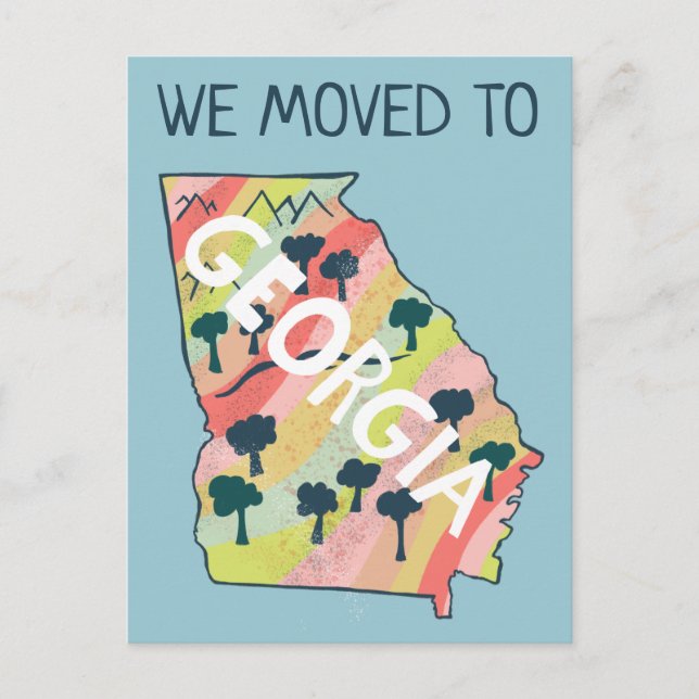 NY HEMADRESS GEORGIA Stat Illustrerad Karta Vykort (Framsida)