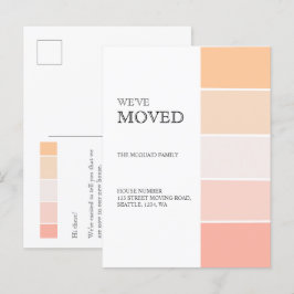 Ny hemadress rosafärgad persika tillkännagivande meddelande vykort