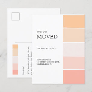 Ny hemadress rosafärgad persika tillkännagivande meddelande vykort