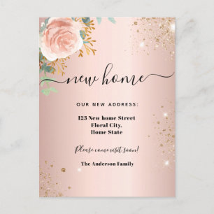 Ny hemadress rose gold blommig eukalyptus meddelande vykort