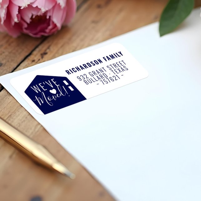 Ny hemadressetikett för modern marin Vi har flytta Returadress Etikett (Modern Navy We've Moved New Home Address Label)