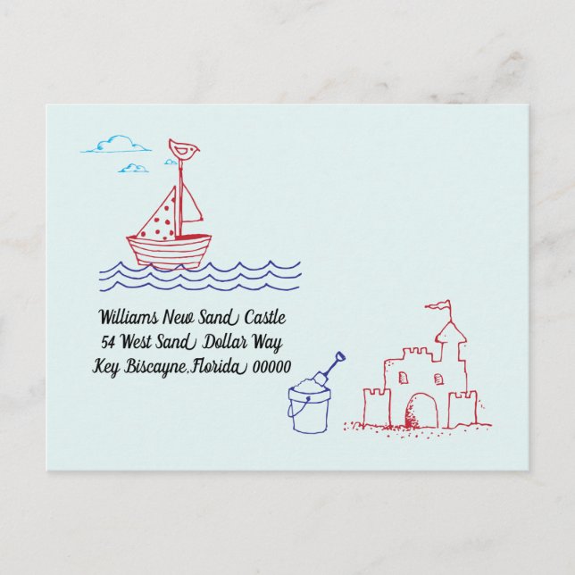 Ny hemadresssegelbåt för vi har flyttat meddelande vykort (Framsida)