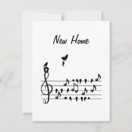 Ny Hemharmoni: Musikalisk Fågel med Hus och Nyckla Julkort