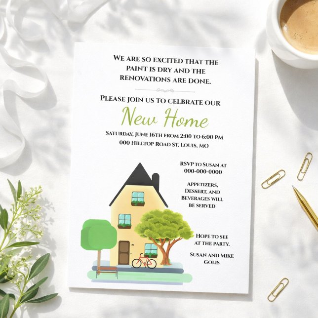 Ny hemma Öppet hus / Inflyttningsfest  Inbjudningar (editable new home / housewarming party invitation )